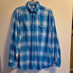 TACKLE & TIDES Classic Blue Plaid Men's Button Down Shirt